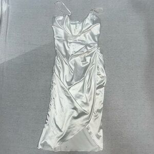 Satin White Flowy Dress